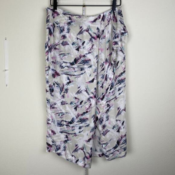 NWT IRO Kerim Skirt Size 8 Beige Purple Wrap Effect Drape Designer Casual Spring - Picture 9 of 16